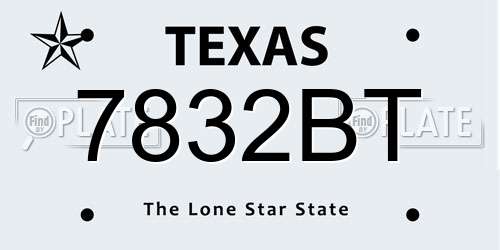 7832BT Texas License Plate