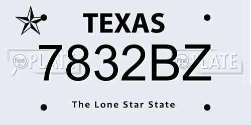 7832BZ Texas License Plate
