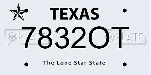 7832OT Texas License Plate