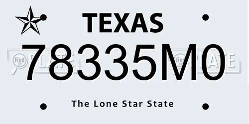 78335M0 Texas License Plate