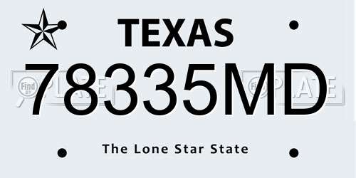 78335MD Texas License Plate