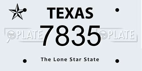 7835 Texas License Plate