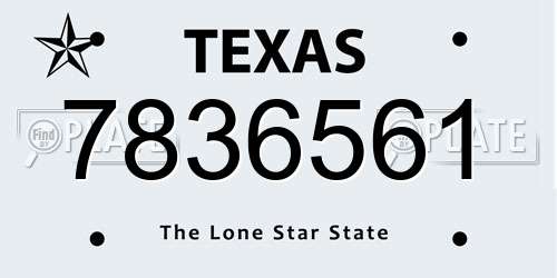 7836561 Texas License Plate