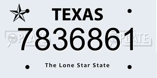 7836861 Texas License Plate