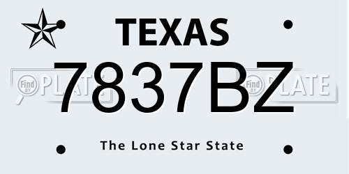 7837BZ Texas License Plate