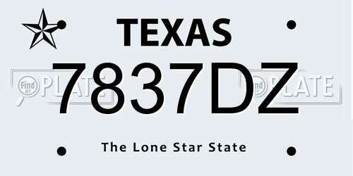 7837DZ Texas License Plate