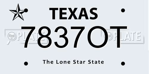 7837OT Texas License Plate