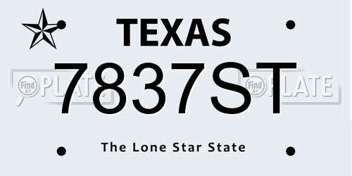 7837ST Texas License Plate