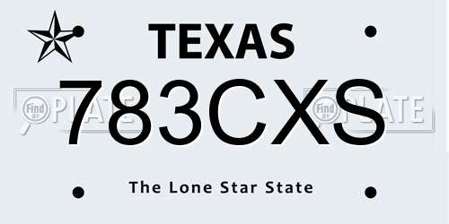 783CXS Texas License Plate