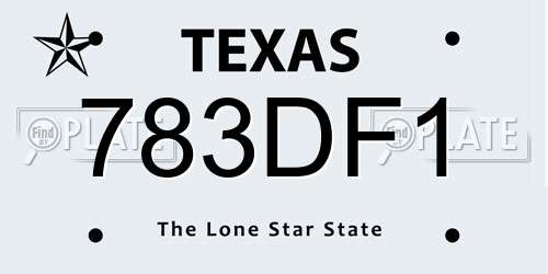 783DF1 Texas License Plate