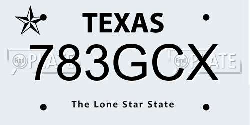 783GCX Texas License Plate