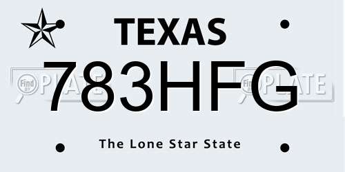 783HFG Texas License Plate