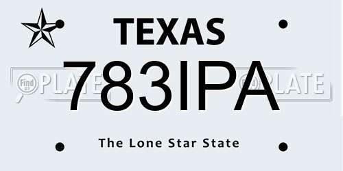 783IPA Texas License Plate