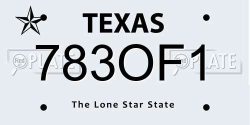 783OF1 Texas License Plate