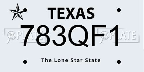 783QF1 Texas License Plate