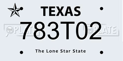 783T02 Texas License Plate