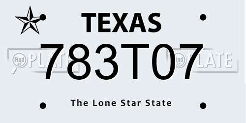 783T07 Texas License Plate