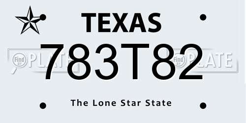 783T82 Texas License Plate