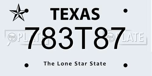 783T87 Texas License Plate