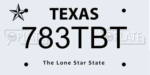 783TBT Texas License Plate