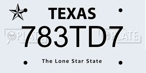 783TD7 Texas License Plate