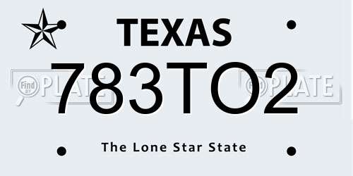 783TO2 Texas License Plate