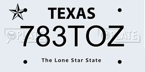 783TOZ Texas License Plate