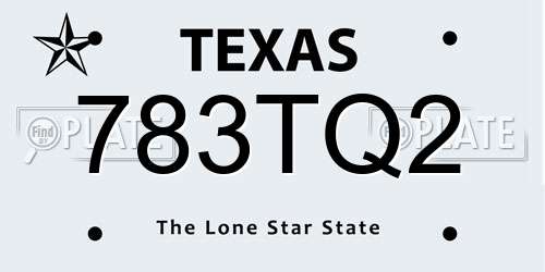783TQ2 Texas License Plate