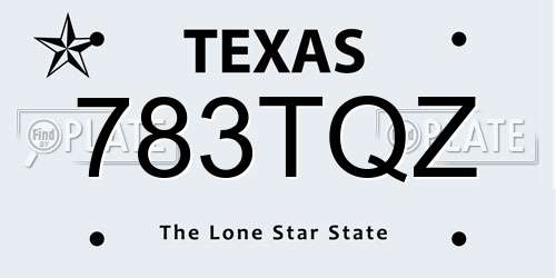 783TQZ Texas License Plate
