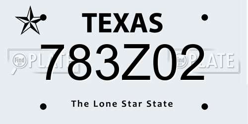 783Z02 Texas License Plate