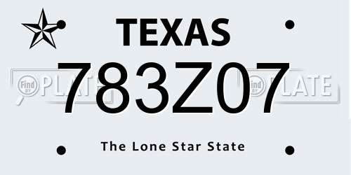 783Z07 Texas License Plate