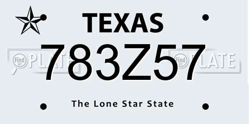 783Z57 Texas License Plate