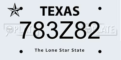 783Z82 Texas License Plate