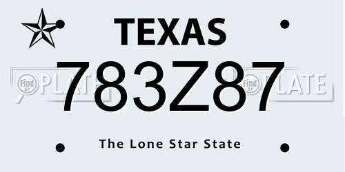 783Z87 Texas License Plate