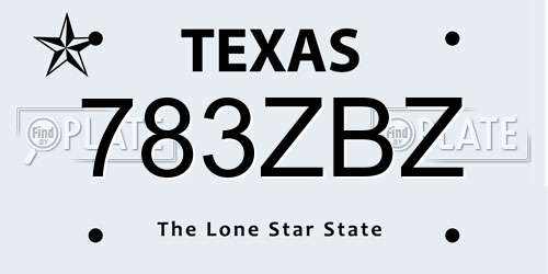 783ZBZ Texas License Plate
