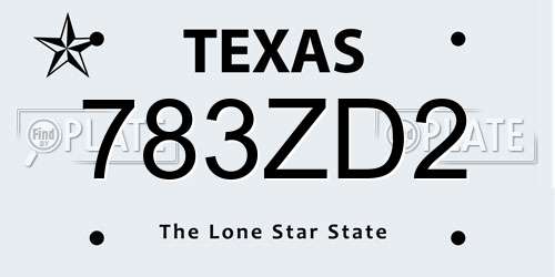 783ZD2 Texas License Plate