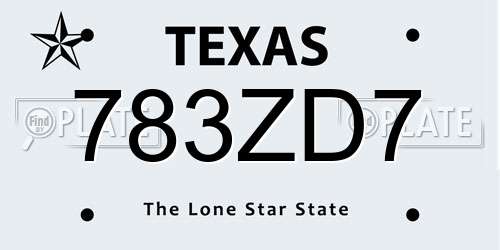 783ZD7 Texas License Plate