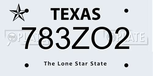 783ZO2 Texas License Plate