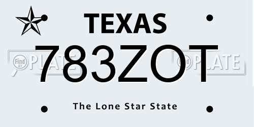 783ZOT Texas License Plate