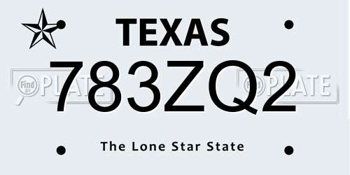 783ZQ2 Texas License Plate