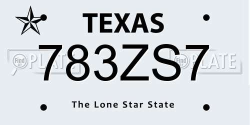 783ZS7 Texas License Plate