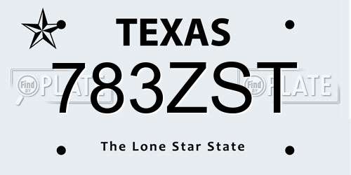 783ZST Texas License Plate