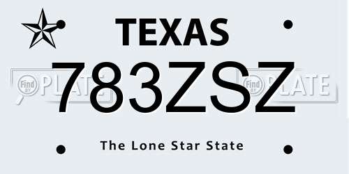 783ZSZ Texas License Plate