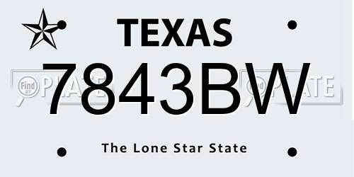 7843BW Texas License Plate