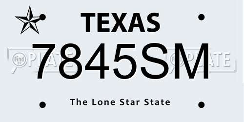 7845SM Texas License Plate