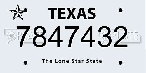 7847432 Texas License Plate