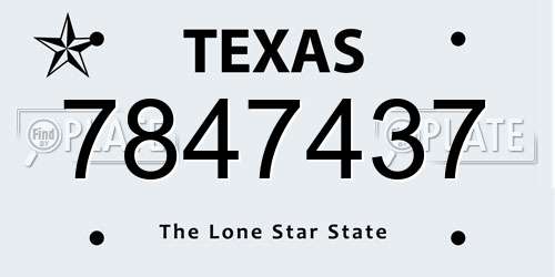 7847437 Texas License Plate