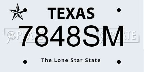 7848SM Texas License Plate