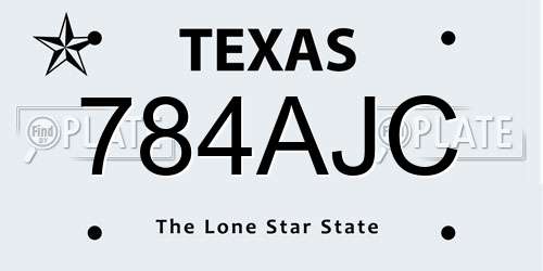 784AJC Texas License Plate