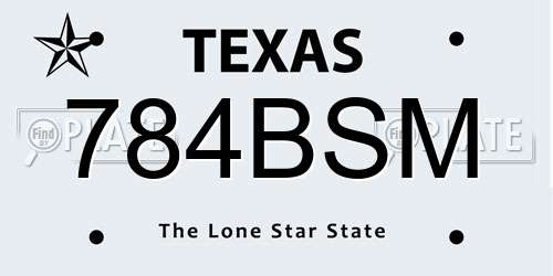 784BSM Texas License Plate